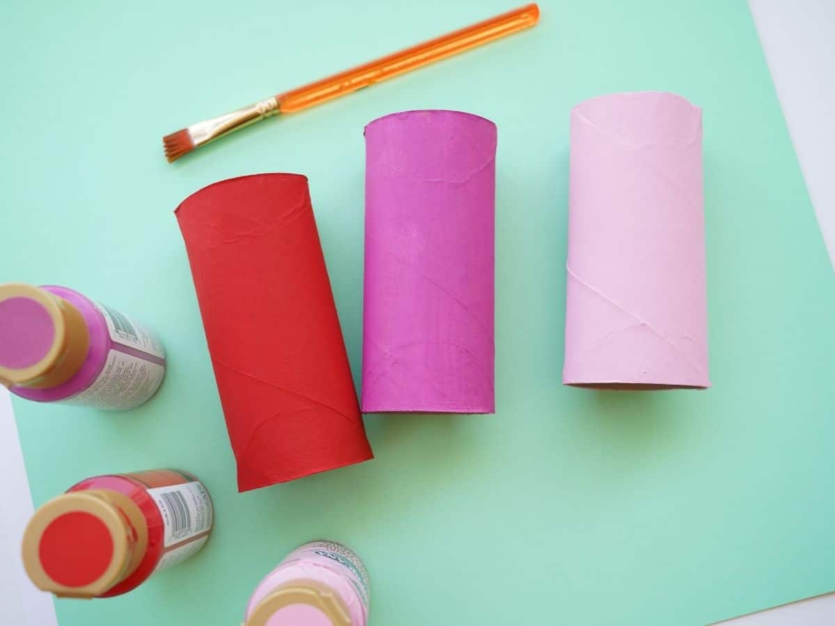 painted pink and red Valentine's Day Toilet Paper Roll Gift Boxes