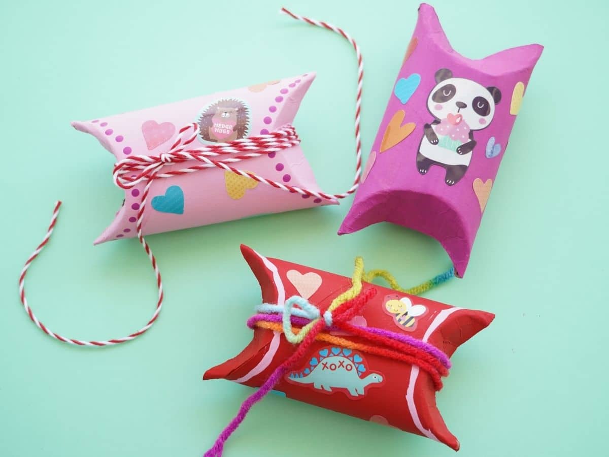 3 diy toilet paper roll gift boxes for valentine's day decorated