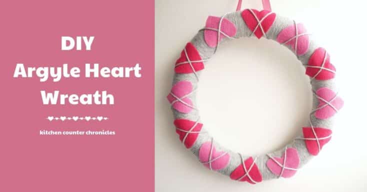 diy argyle heart wreath with title