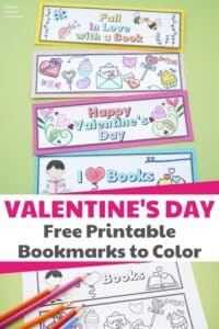 valentines day free printable bookmarks to color