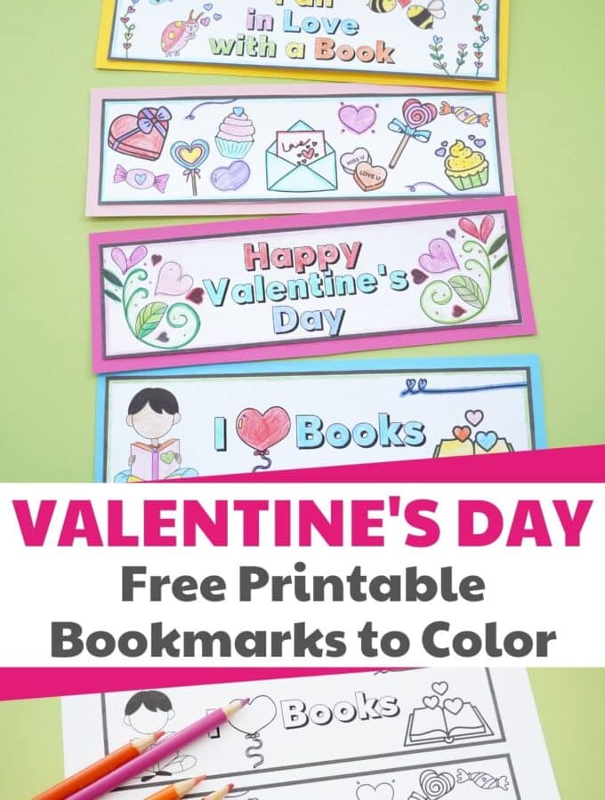 valentines day free printable bookmarks to color