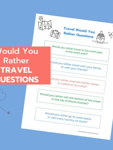 Travel Would You Rather questions printable sheet featured image