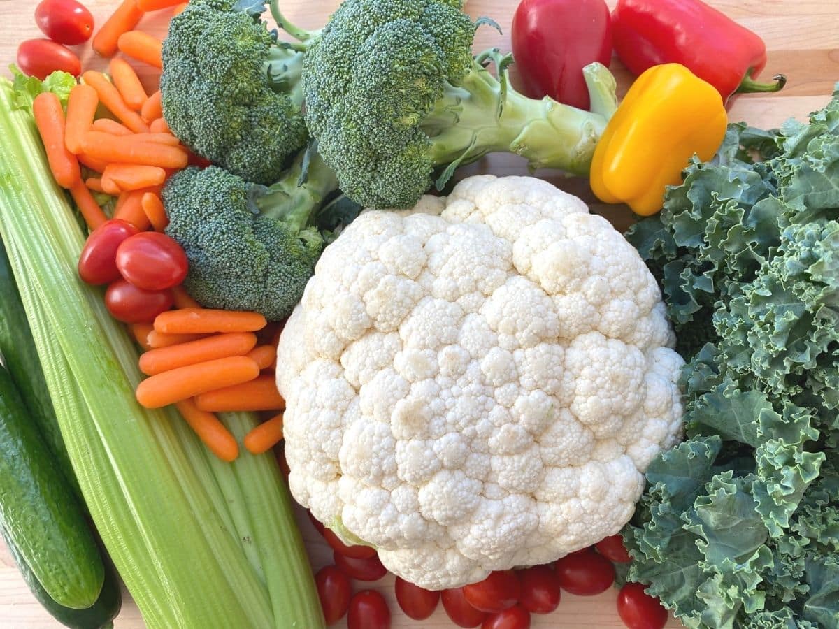 all the vegetables for the easter vegetable platter