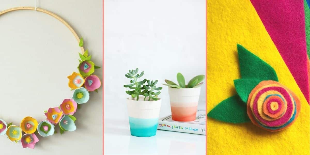 cool spring crafts for tweens egg carton flower wreath dip dye pots and felt rainbow