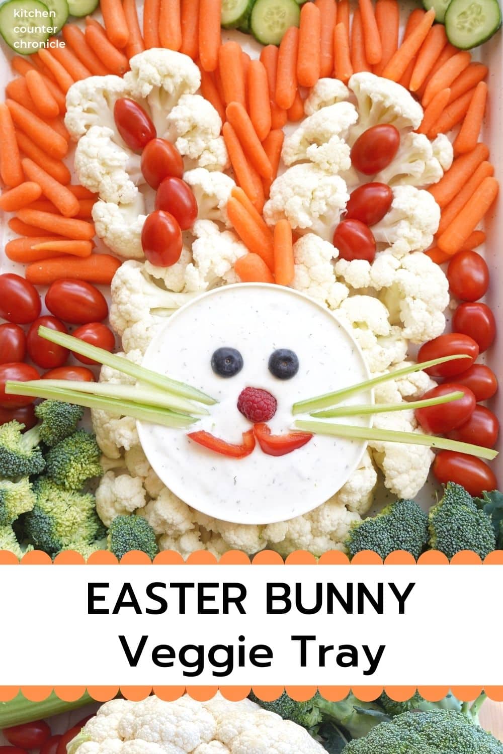 cute easter bunny veggie tray with title