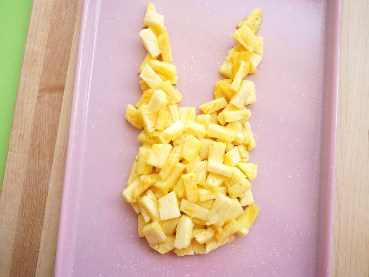 pineapple easter bunny head on platter