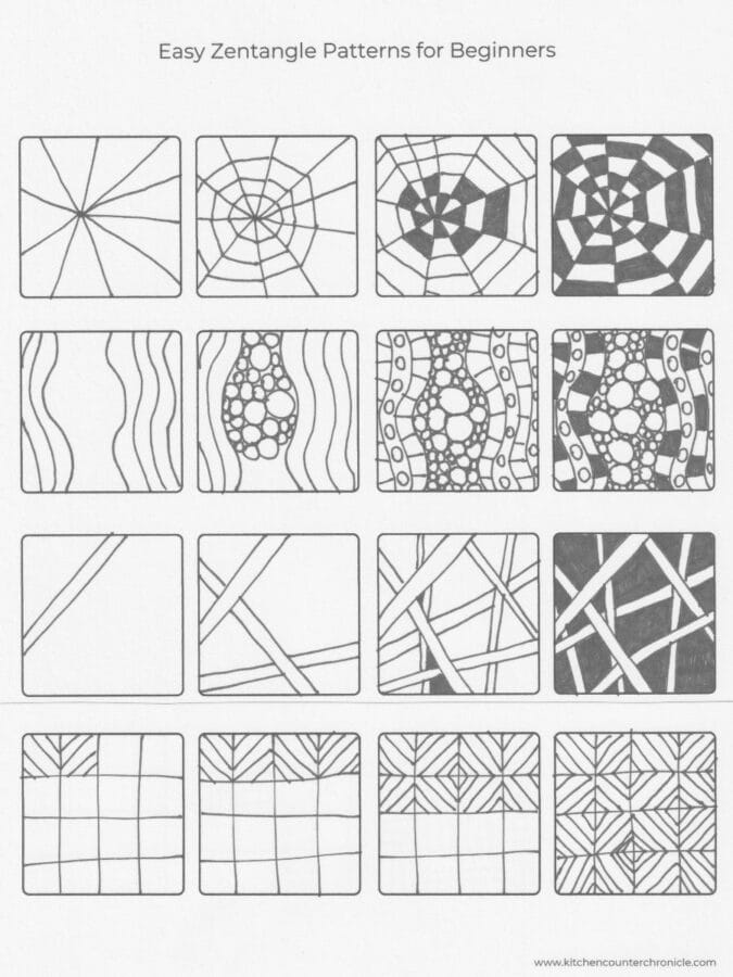 Easy Zentangle Patterns for Beginners and Kids