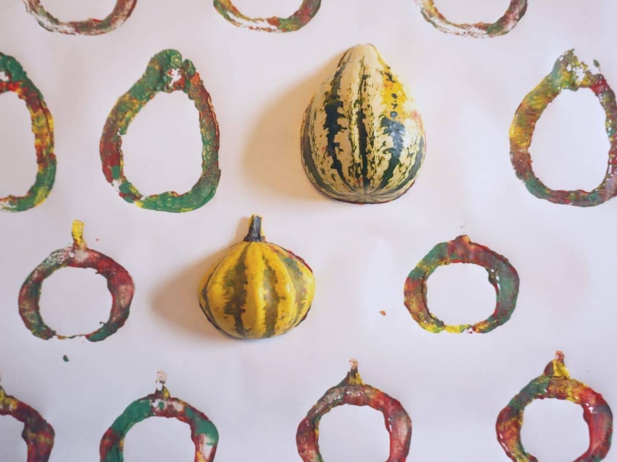 gourd stamping paper with gourds stamped on