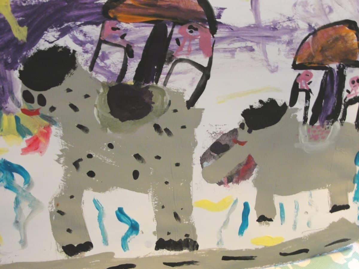 spice painting of elephants