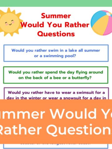 print out of summer Would You Rather Questions