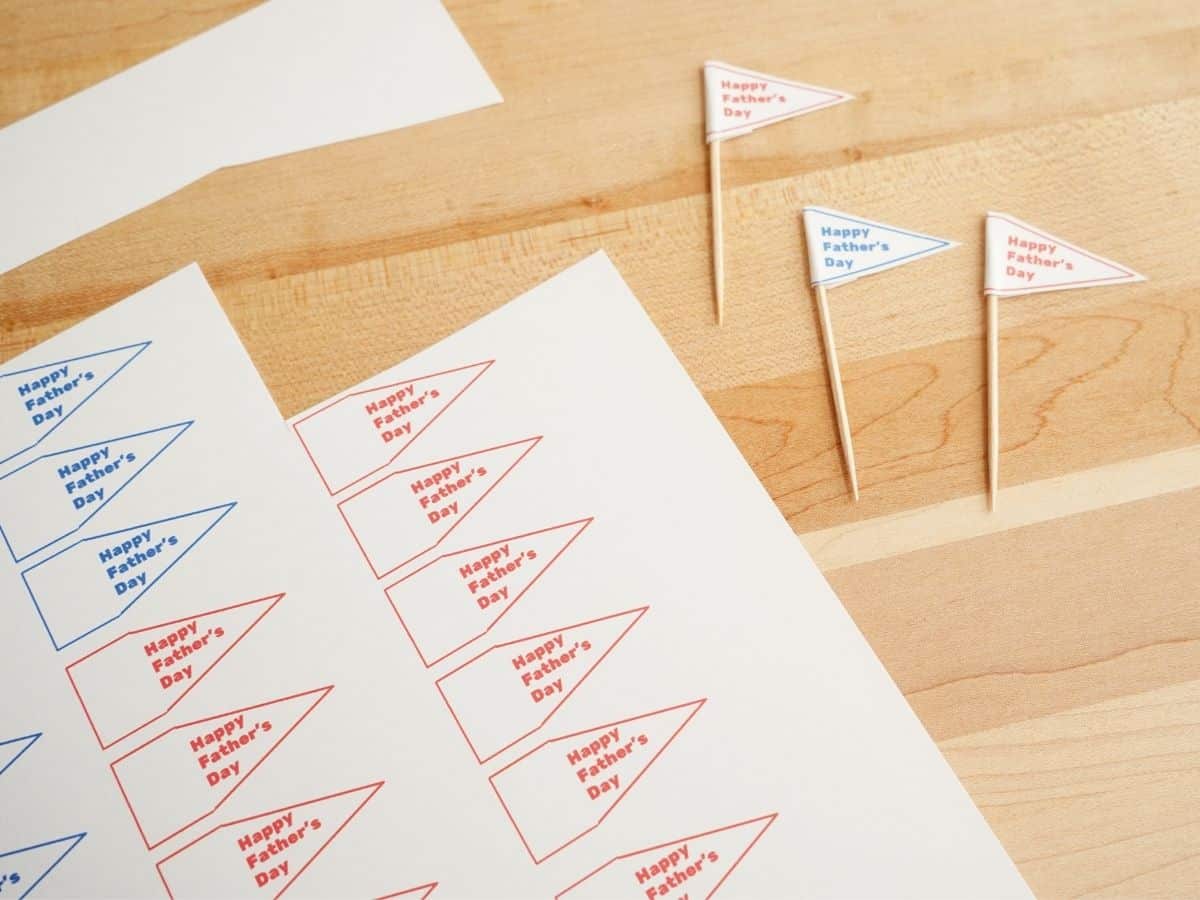 printable happy fathers day cupcake topper golf flags with toothpicks