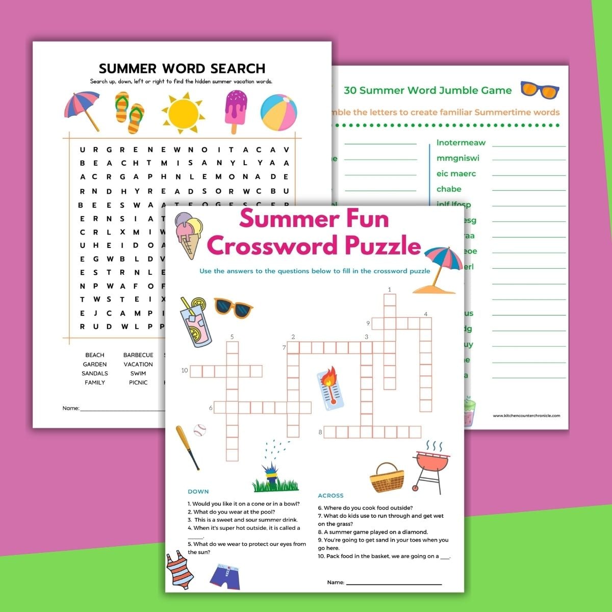 3 printable summer word games for kids new featured image