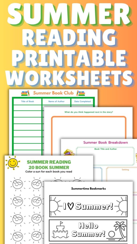 summer reading printable worksheets for kids to print