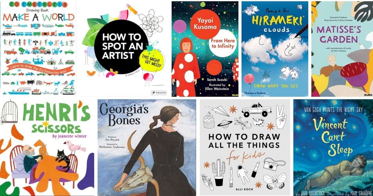 collage of art books for kids social image