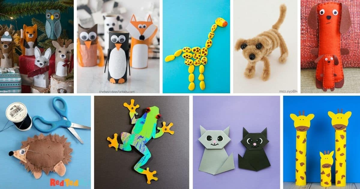 collage of animal projects for tweens to make