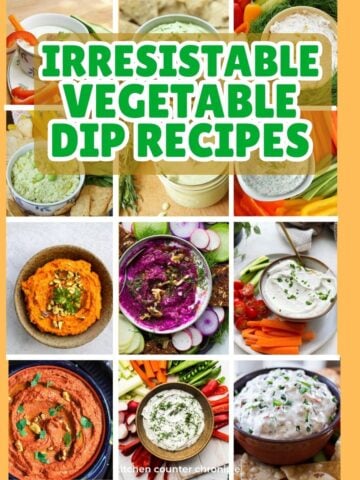 collage of the best vegetable dip recipes in bowls with title featured image