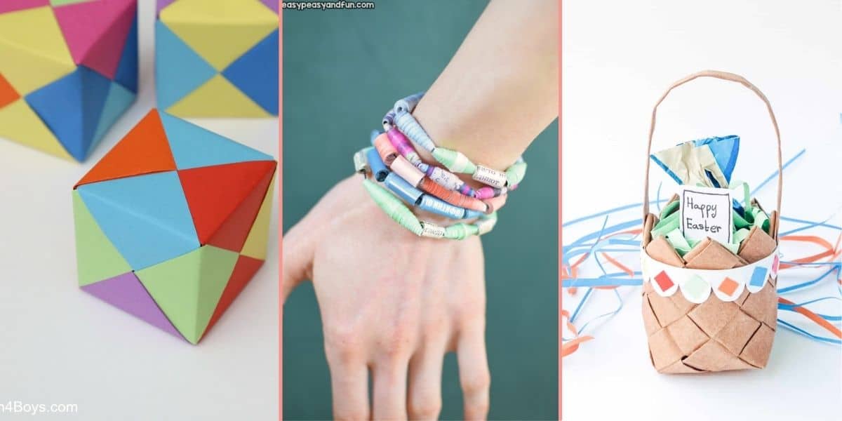 paper crafts paper cube, paper beads and paper basket