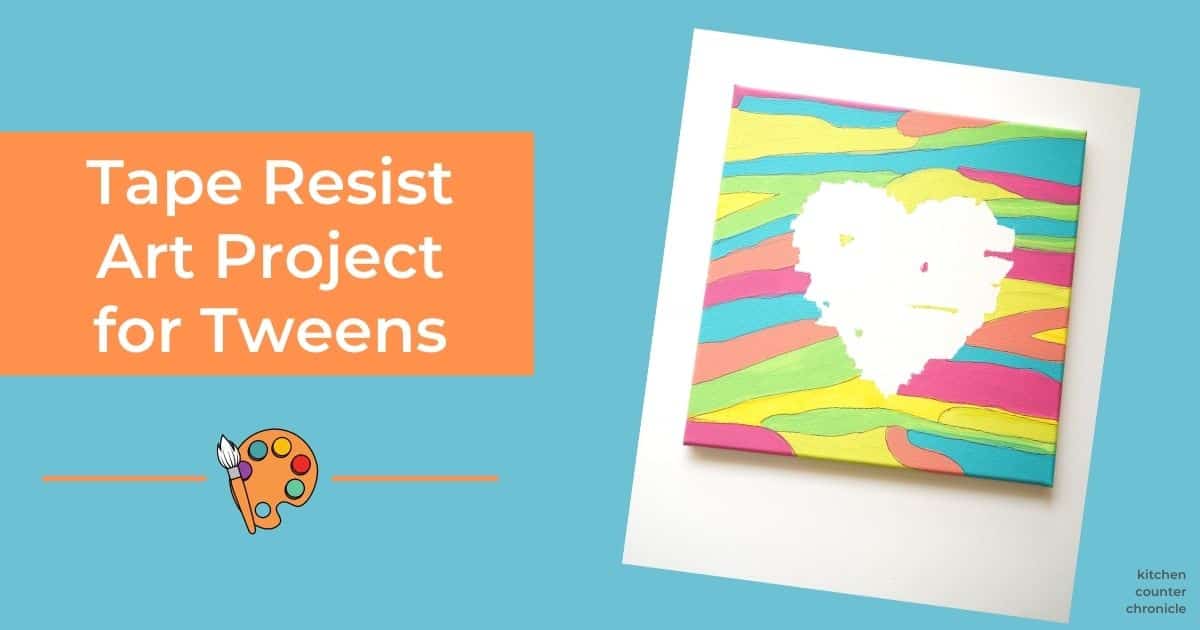 tape resist art project for tweens