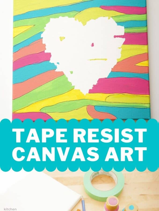 tape resist canvas art project for tweens
