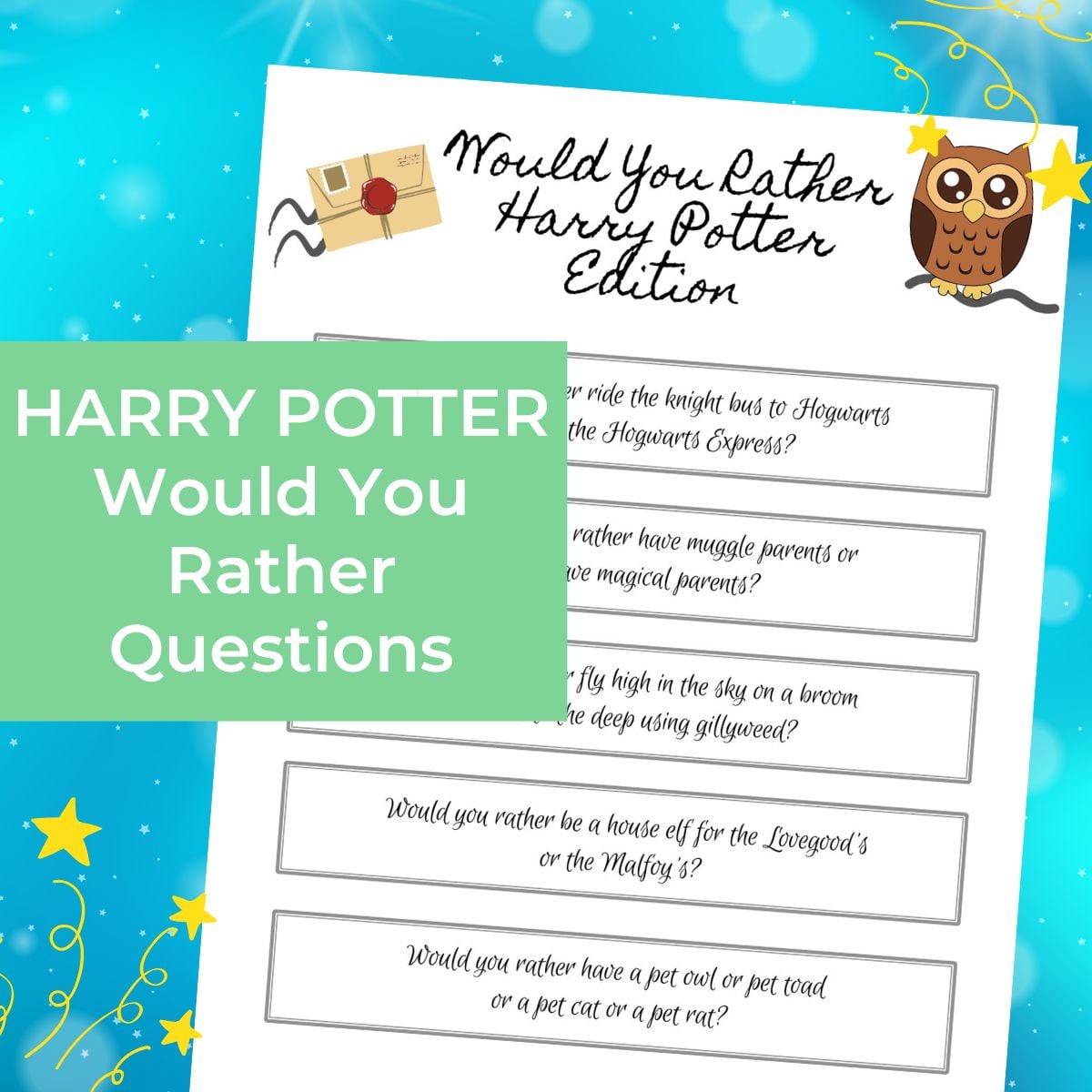 would you rather harry potter edition for kids who love the Harry Potter books