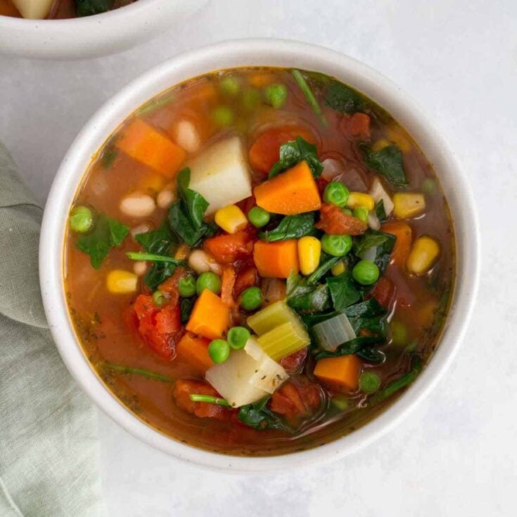 bowl of instant pot vegetable soup