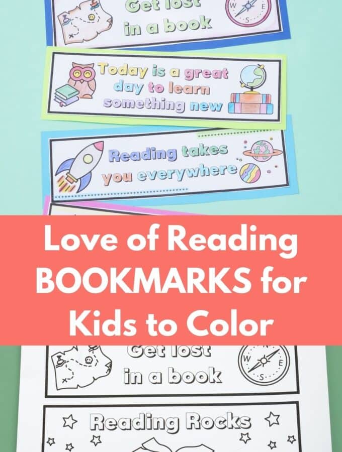 love of reading bookmarks to color printed with title