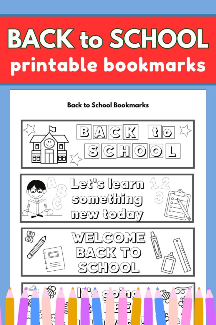 back to school bookmarks for kids to color new pin