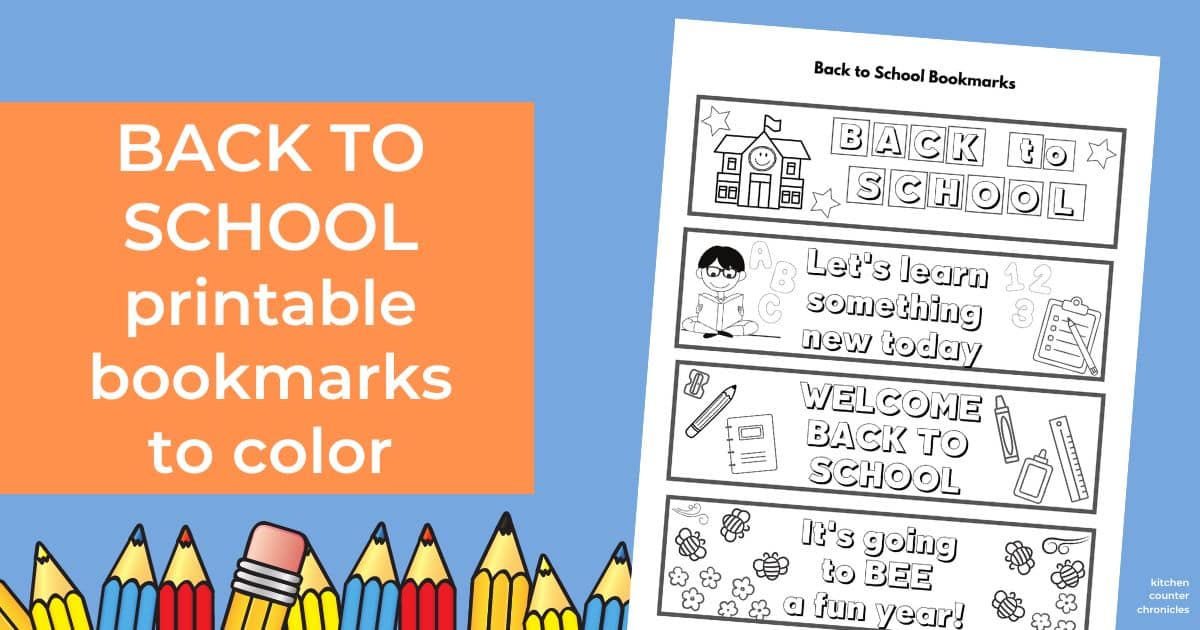 back to school bookmarks to color for kids printable social image with title