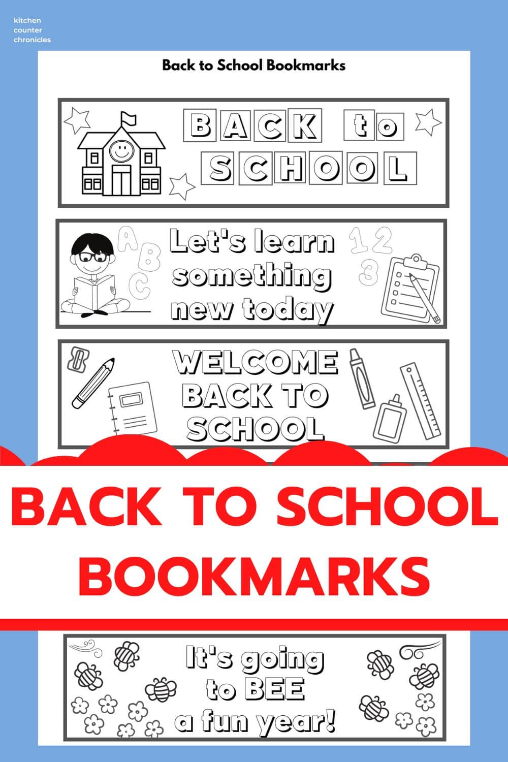 back to school bookmarks to color printed out with title