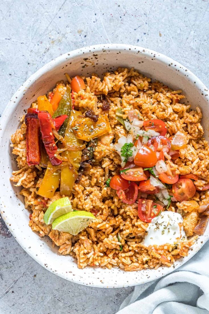 bowl of instant pot fajita rice