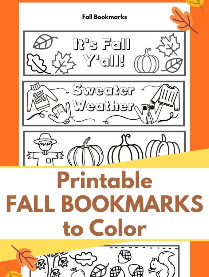 printable fall bookmarks to color title with free printable bookmarks
