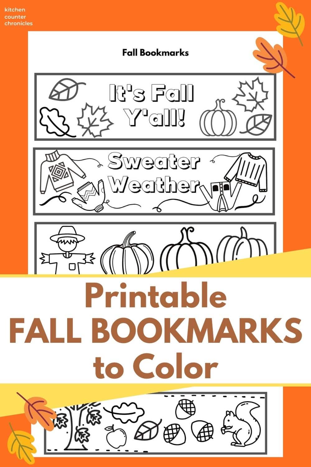 printable fall bookmarks to color title and printables