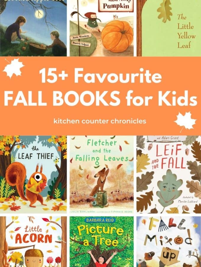 15+ favourite fall books for kids title with 9 book covers