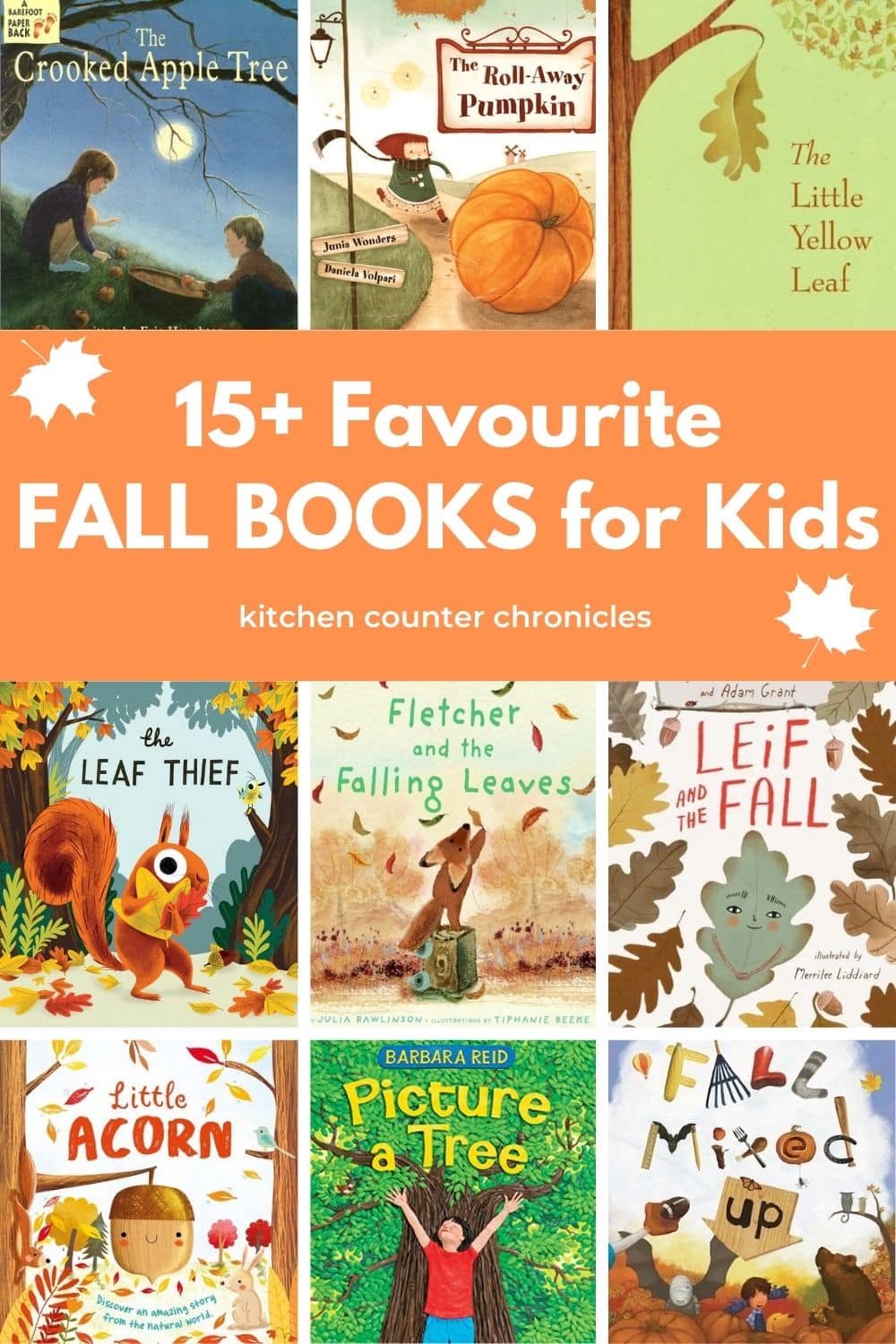 15+ favourite fall books for kids title with 9 book covers