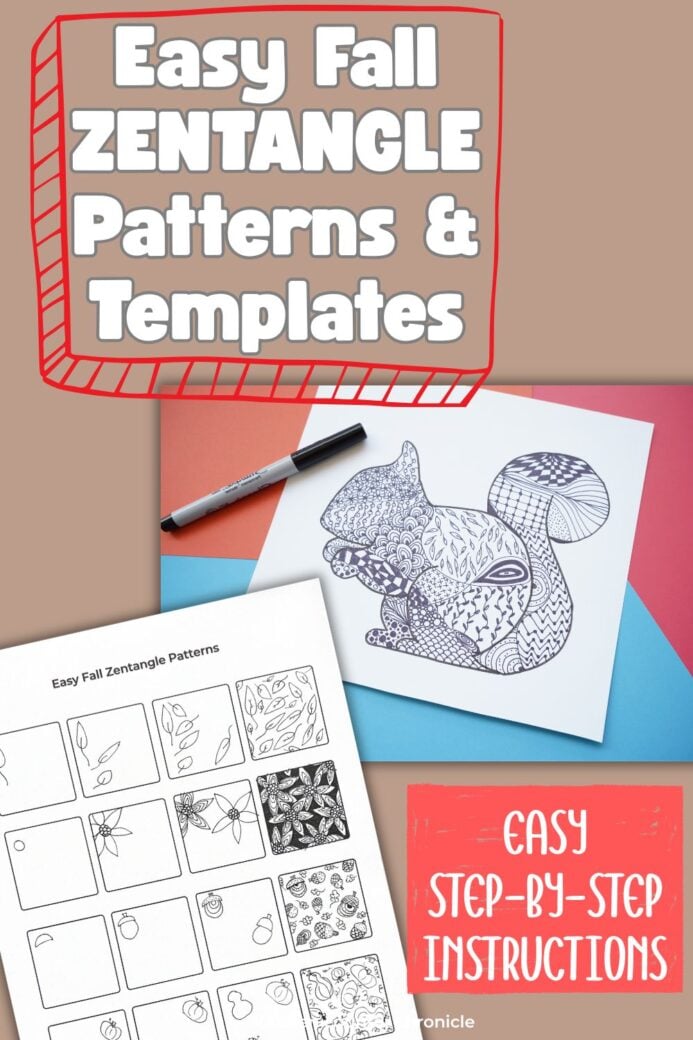 easy fall zentangle patterns and templates with examples of printable patterns and doodle squirrel
