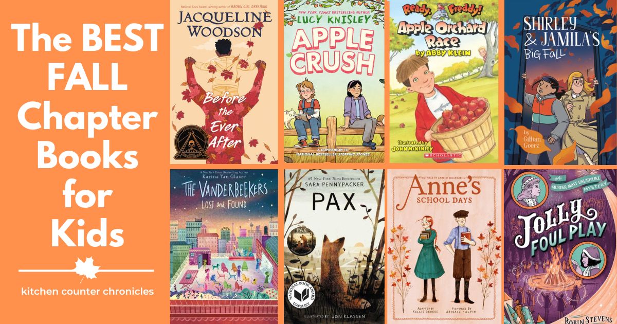 fall chapter books for kids collage of book covers with title