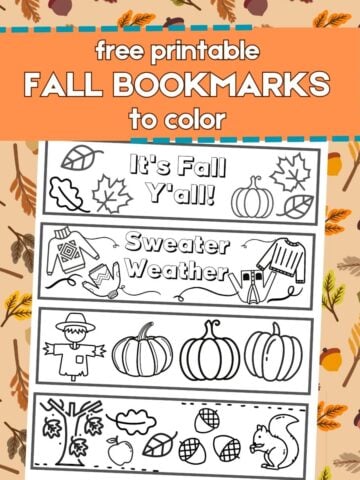 featured image for post about fall colouring bookmarks printable