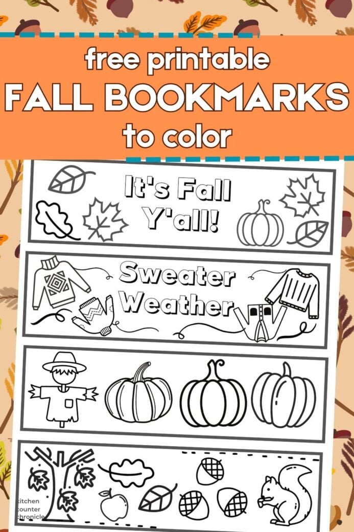 image of printable fall bookmarks with fall background