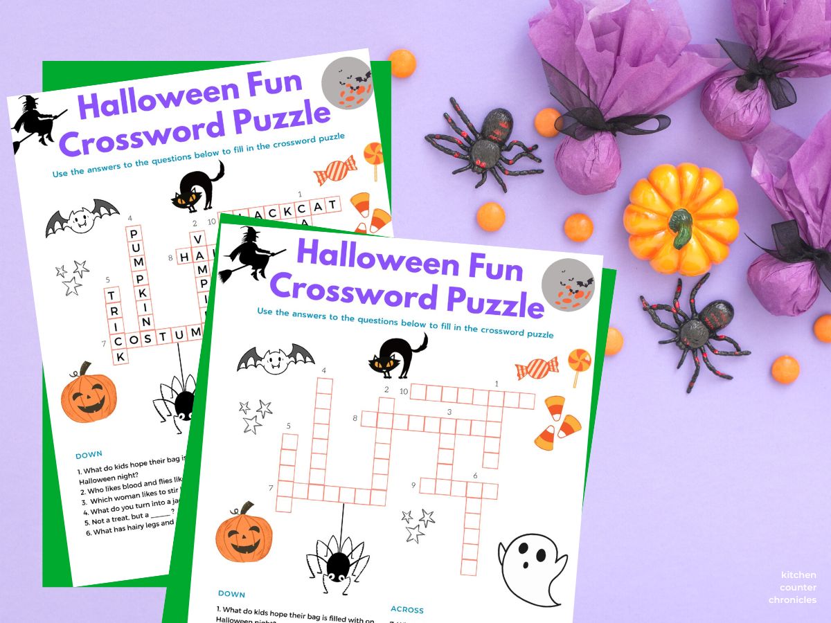halloween crossword puzzle printable and halloween crossword puzzle answer key with spiders and pumpkins