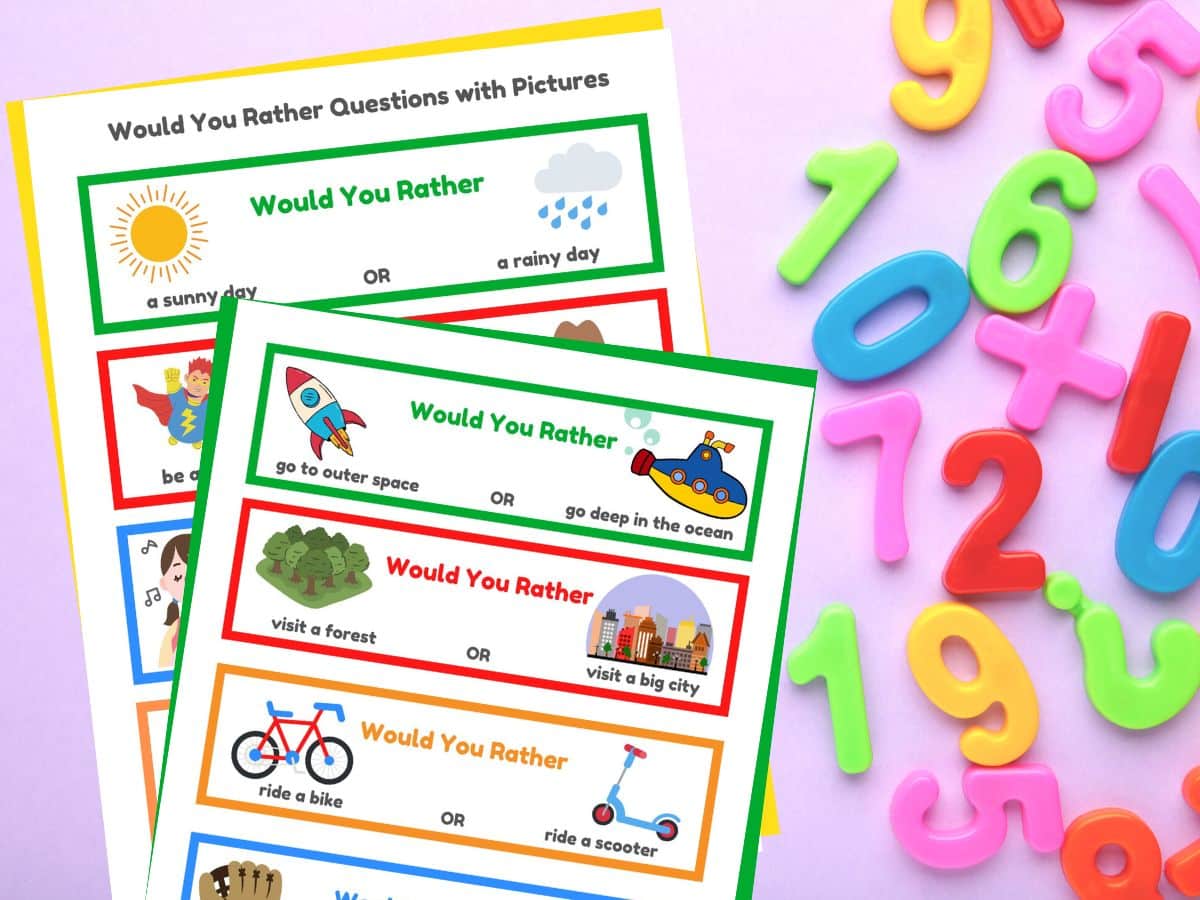 Would You Rather Questions for Kindergarten - with Pictures