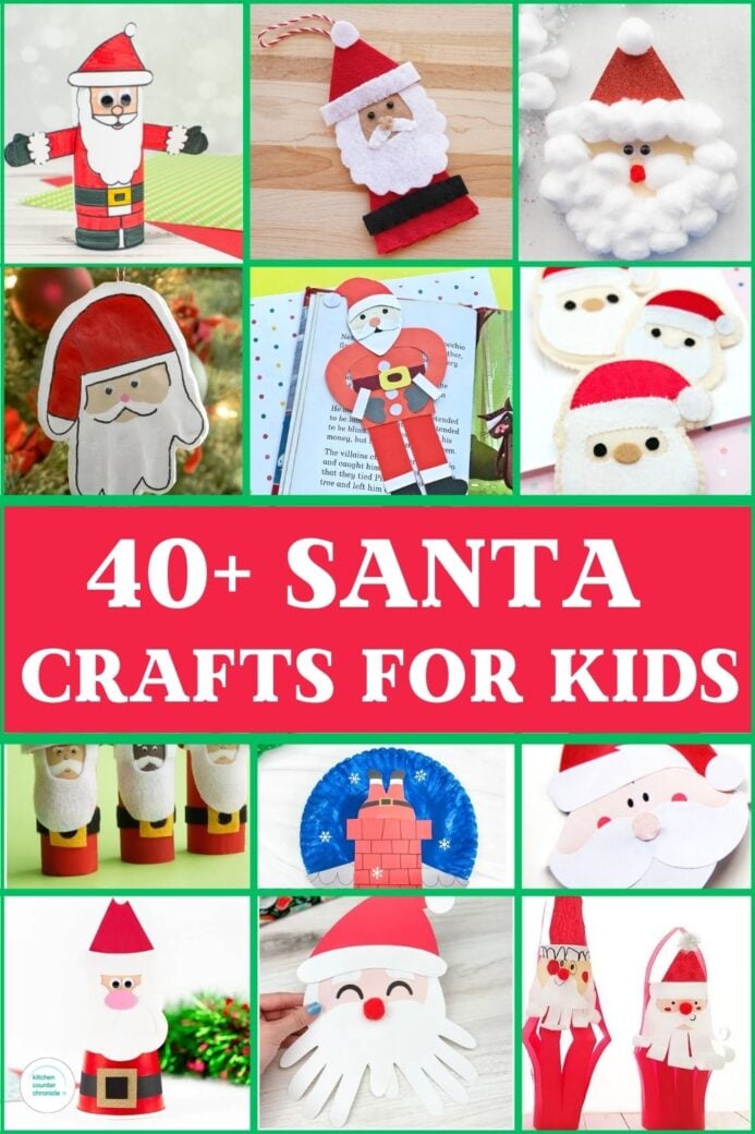 collage of easy santa claus crafts for kids to make