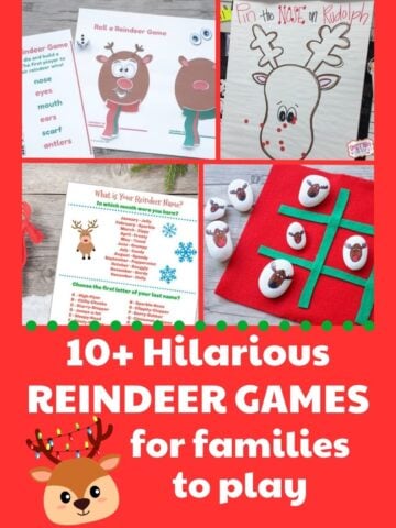 collage of reindeer games for families to play featured image
