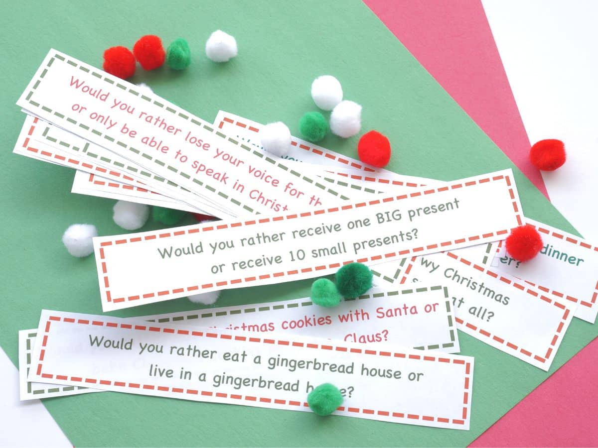 Printable Christmas Would You Rather Questions for Kids