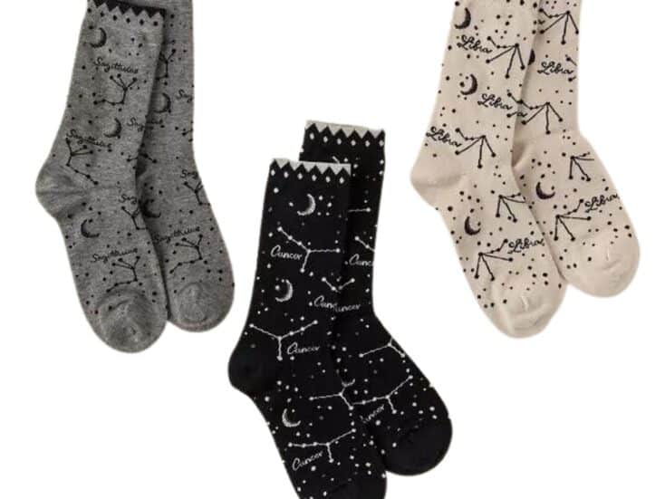 3 pairs of zodiac sign socks