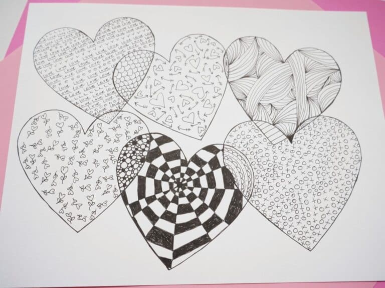 Zentangle Heart Patterns Step by Step