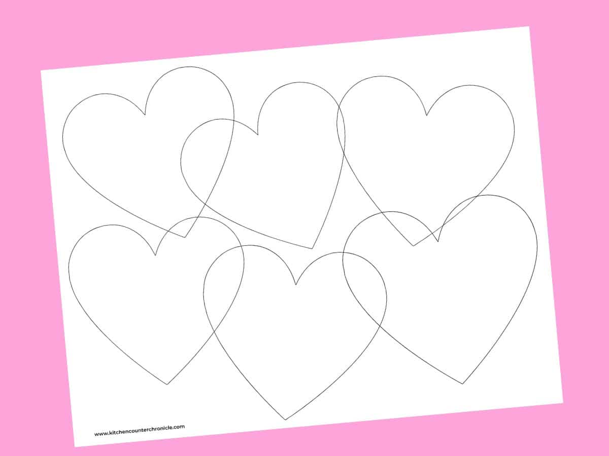 printable blank overlapping heart template for zentangle doodling