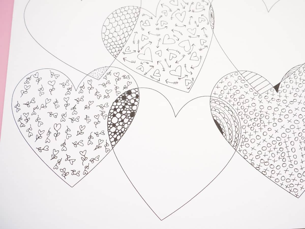 doodle heart flower pattern inside heart