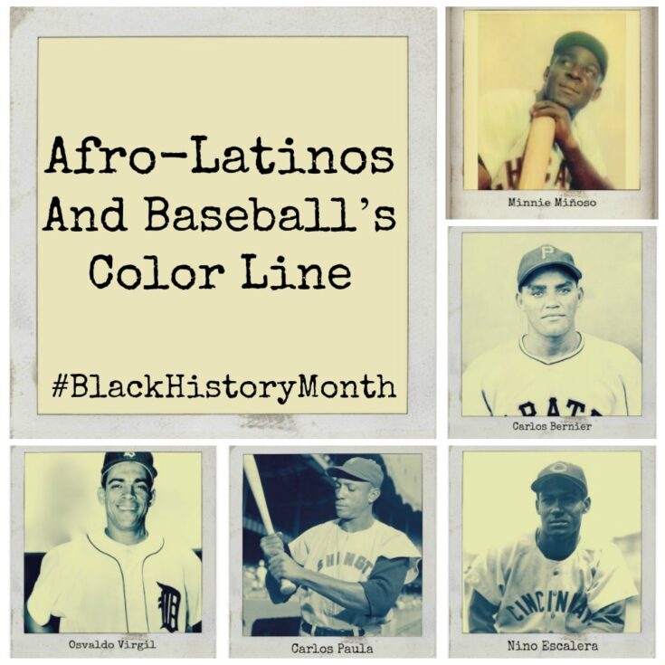 afro-latinos and baseball color lines with images of 4 afro-latino players
