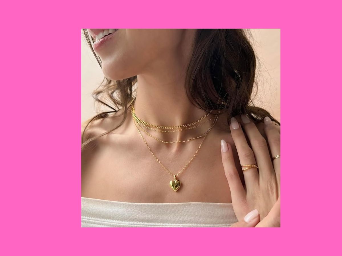 gold puffy heart locket necklace
