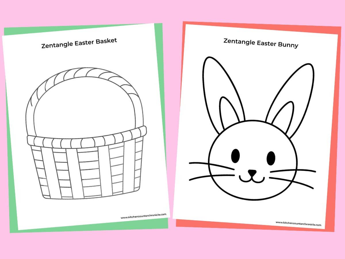 easter basket and easter bunny zentangle templates to draw inside